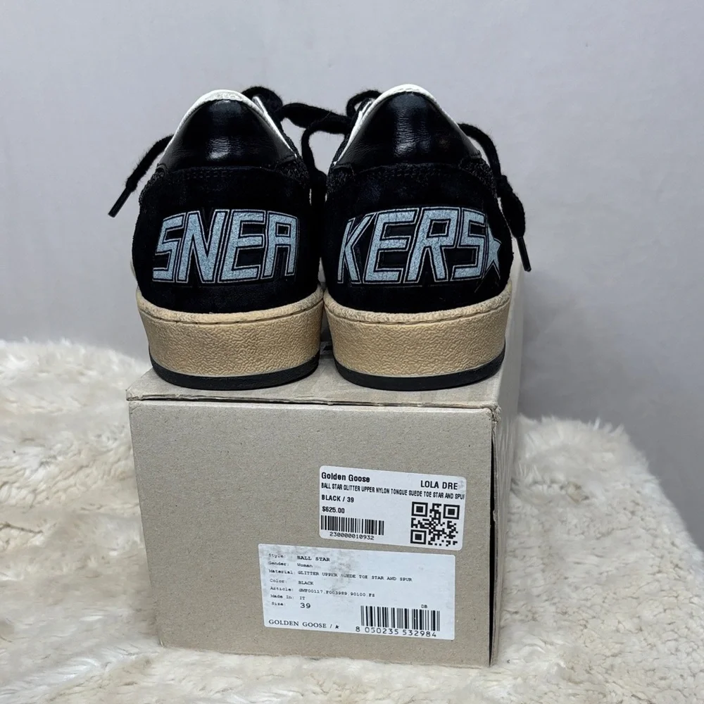 Golden Goose Black Suede Women's Sneakers with Glitter Accents - Picture 3 of 8